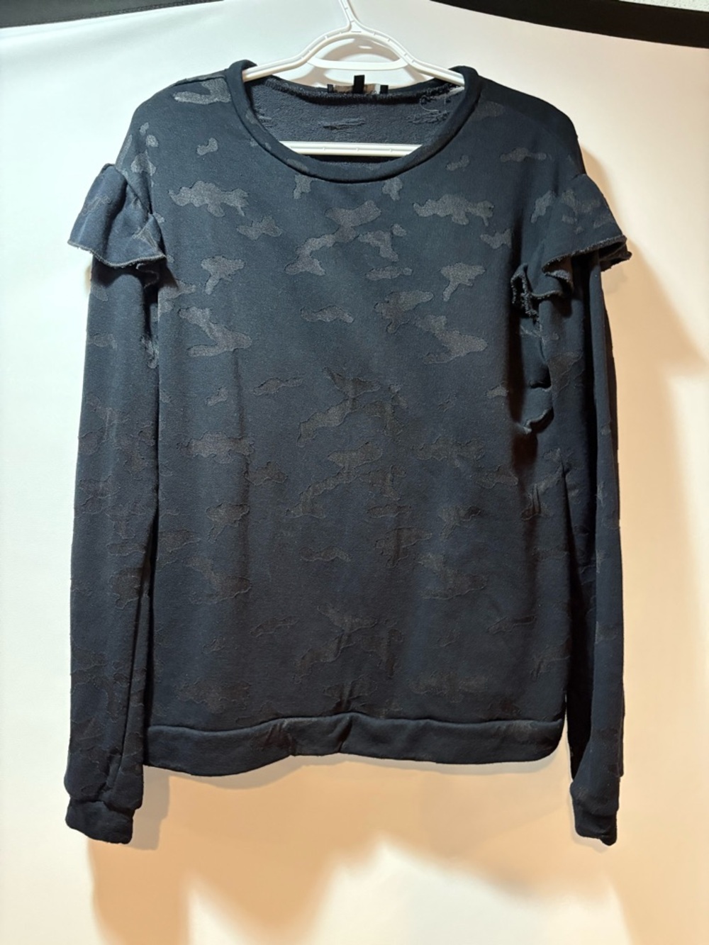 Generation Love Black Ruffle Shoulder Textured Sweatshirt